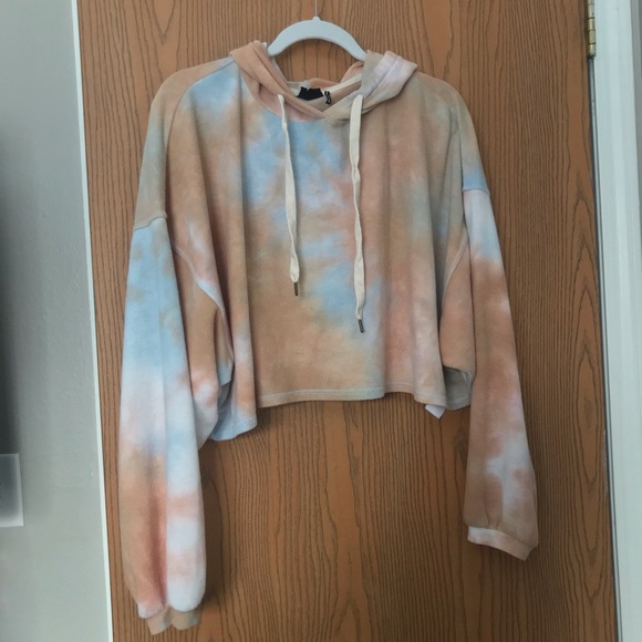FREE PEOPLE HOODIE ☮️ Tie dyed cropped bat wing sleeves soft lightweight - Picture 8 of 8
